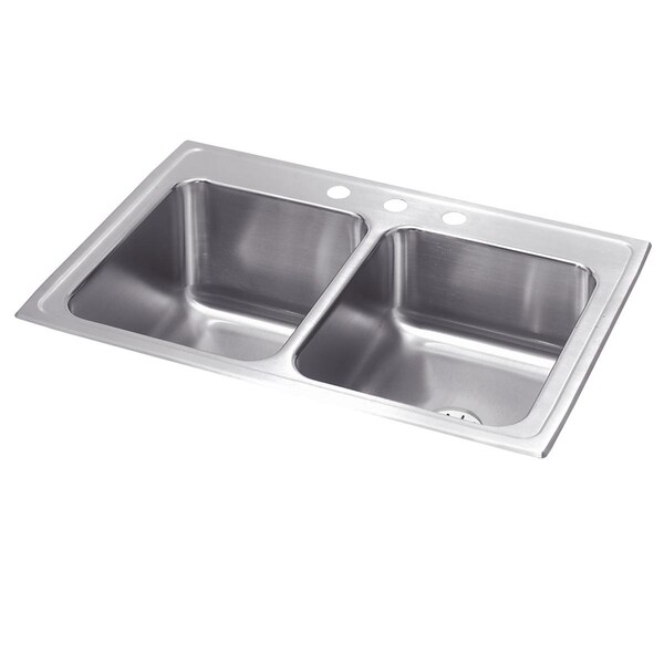 Elkay Lustertone Stainless Steel 33 X 22 X 10-1/8 Equal Double Bowl Top Mount Sink With Perfect Drain STLR3322LPD5 - main